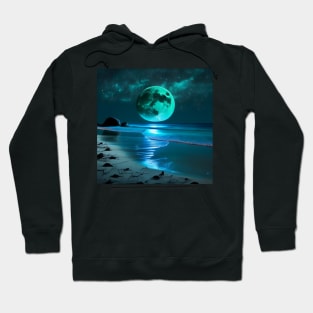 A Starry Sky Above a Blue Moon Beach Hoodie